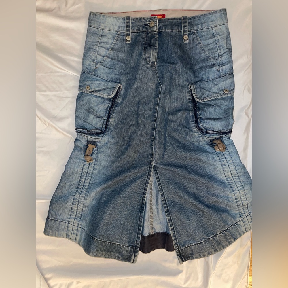 Blueasphalt denim cargo skirt
